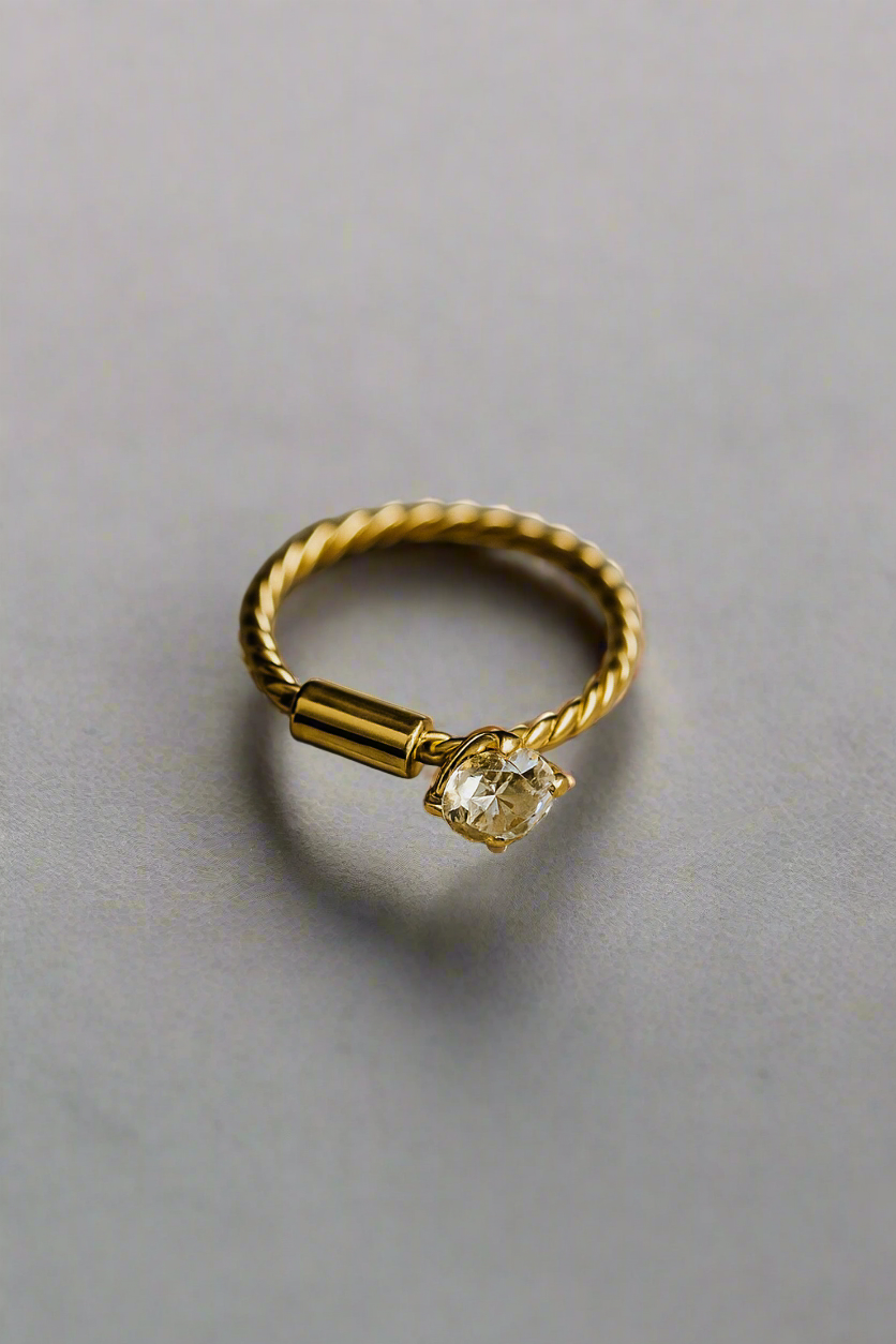 Twisted Nose ring (with single stone)