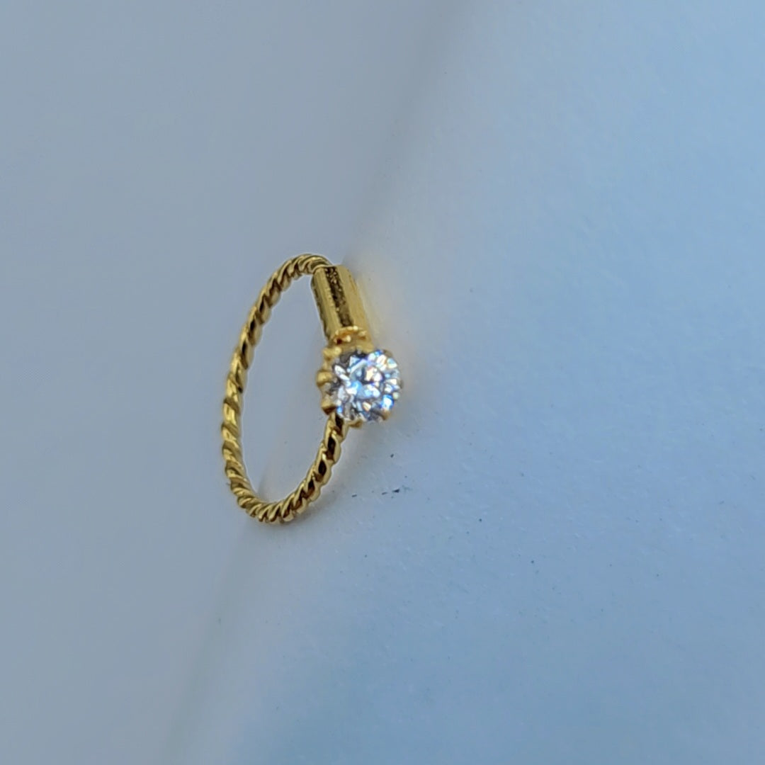 Twisted Nose ring (with single stone)